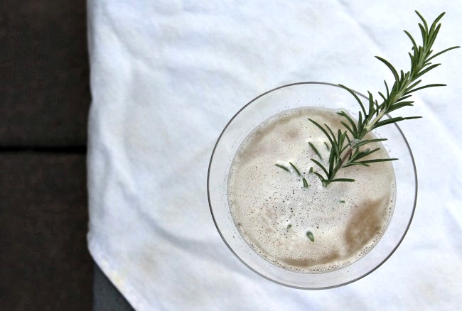 Bourbon rosemary sour