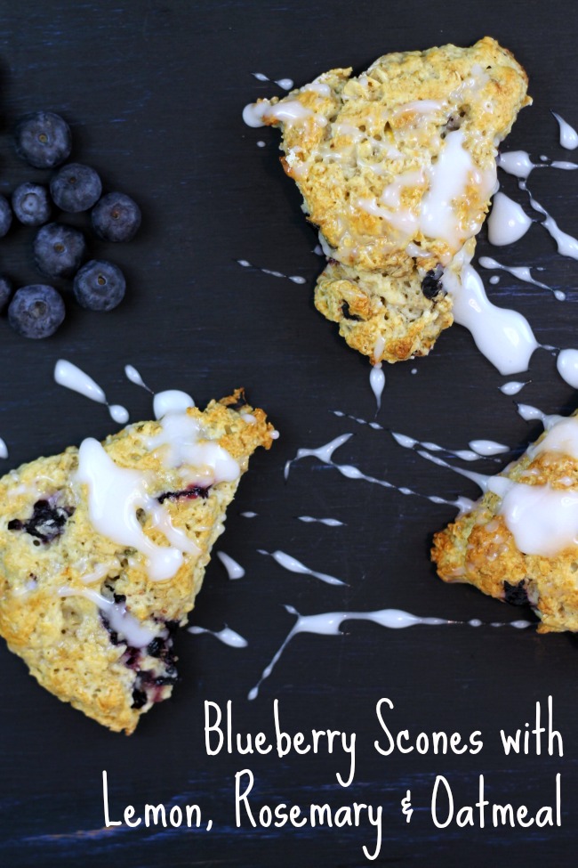 blueberry scones with lemon, rosemary and oatmeal