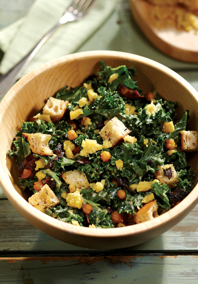 Kale Caesar with Roasted Chickpeas