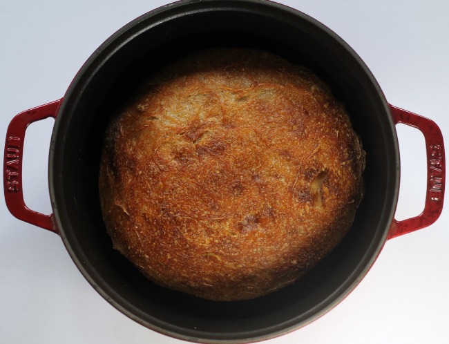 Sourdough bread in a dutch oven