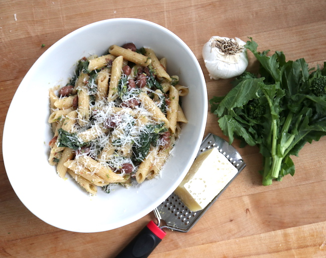 Rapini and Barlotti Bean Pasta