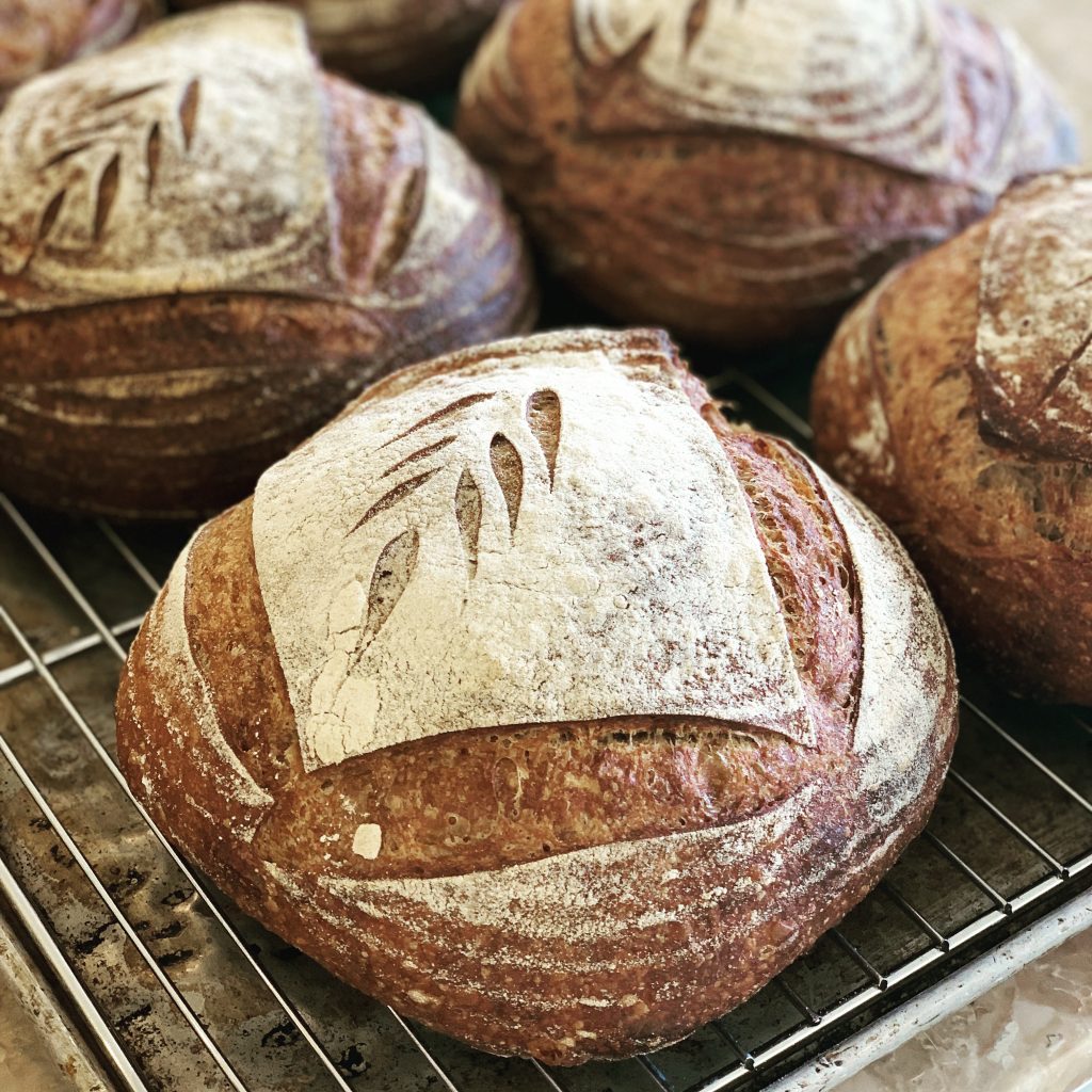 round loaves of sourdough bread