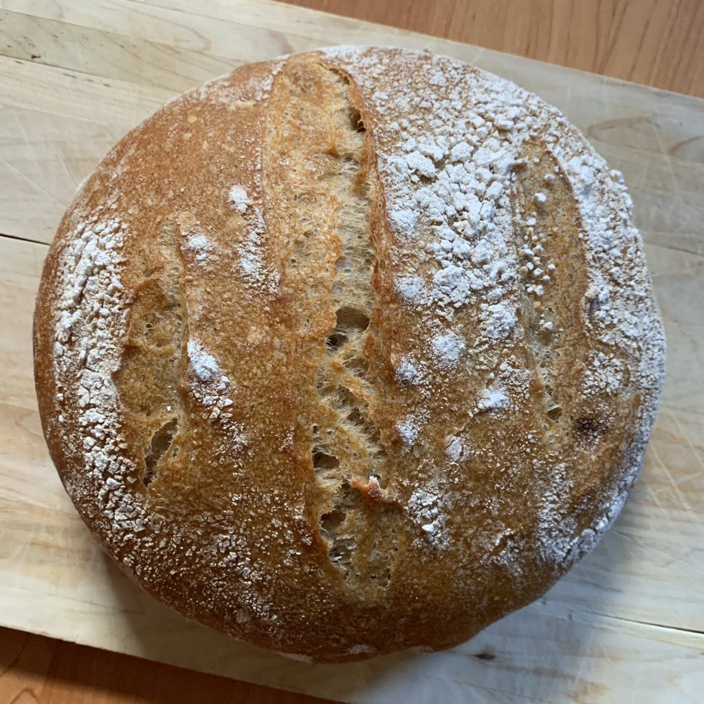 a round loaf of sourdough bread